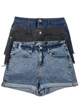 BUNDLE 3 PACK Women's High Rise Denim Shorts Wild Fable- Blue, Light Blue, Black